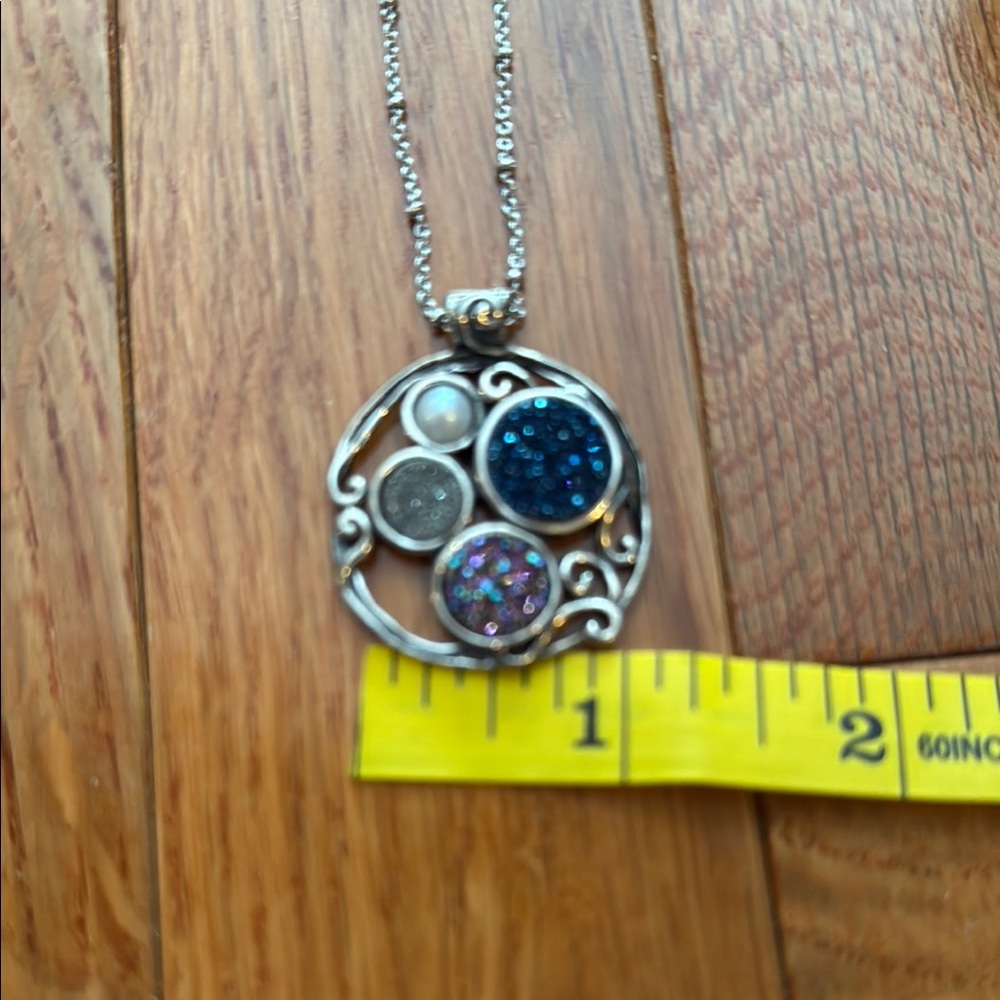 Vintage Sterling Silver Druzy Necklace - Picture 5 of 5